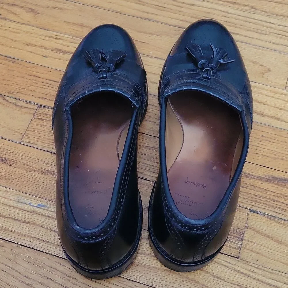 Alan Edmondd Bridgeton Black Leather Tassel Brogue Loafers Slip-On Men US 11
